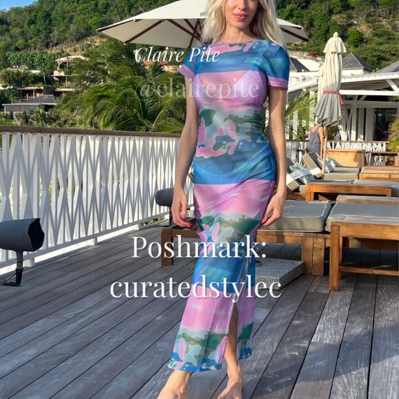Miaou Billie Thermal Pastel Sheer Dress XS - Maxi Cover Up / Resortwear (Rare) - Picture 1 of 3